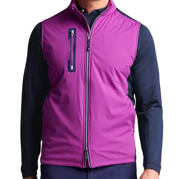 Peter Millar NWT Zippered Vest Mens XL Pink & Blue $178 Hyperlight Fuse - Picture 5 of 8